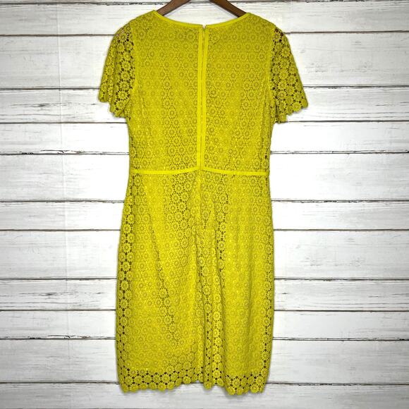 Lands' End Floral Yellow Lace Dress Size 8 - Picture 2 of 9